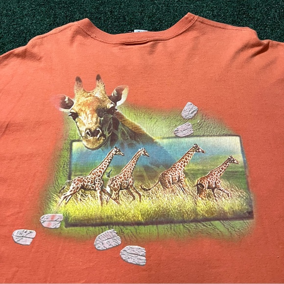 Busch Gardens Y2K Safari Giraffe Animals Nature Orange T Shirt Size XXL 26X30.5 - Picture 9 of 11
